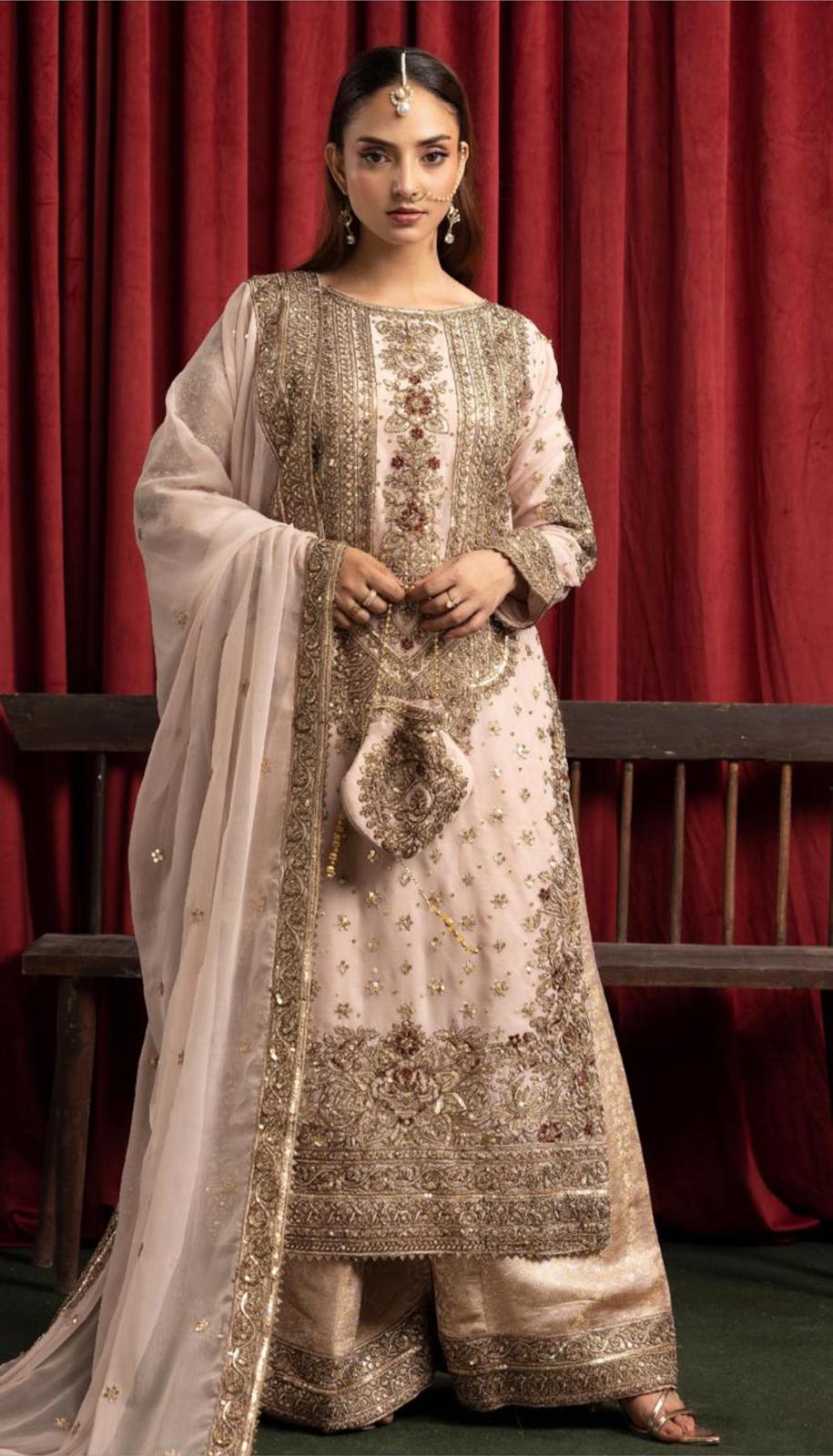 ASHIANA | 4 piece heavy embroidered chiffon wedding suit