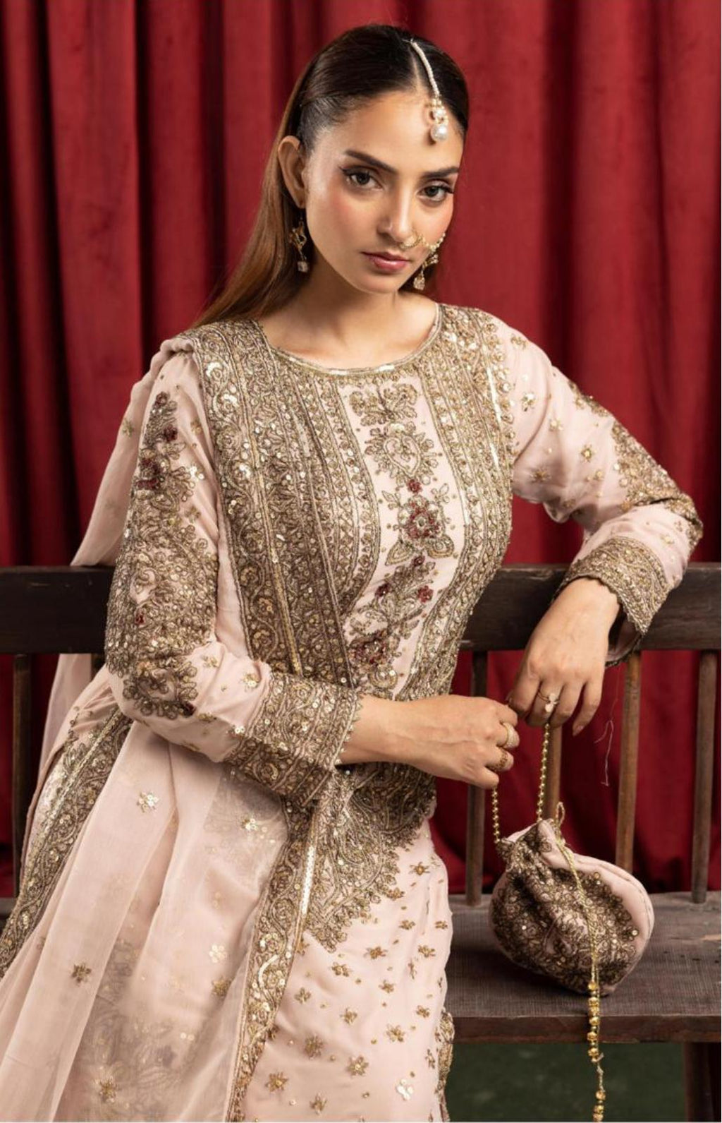 ASHIANA | 4 piece heavy embroidered chiffon wedding suit