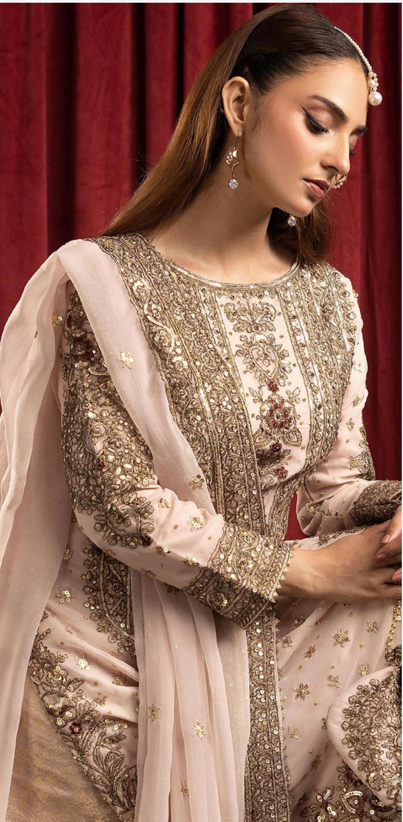ASHIANA | 4 piece heavy embroidered chiffon wedding suit