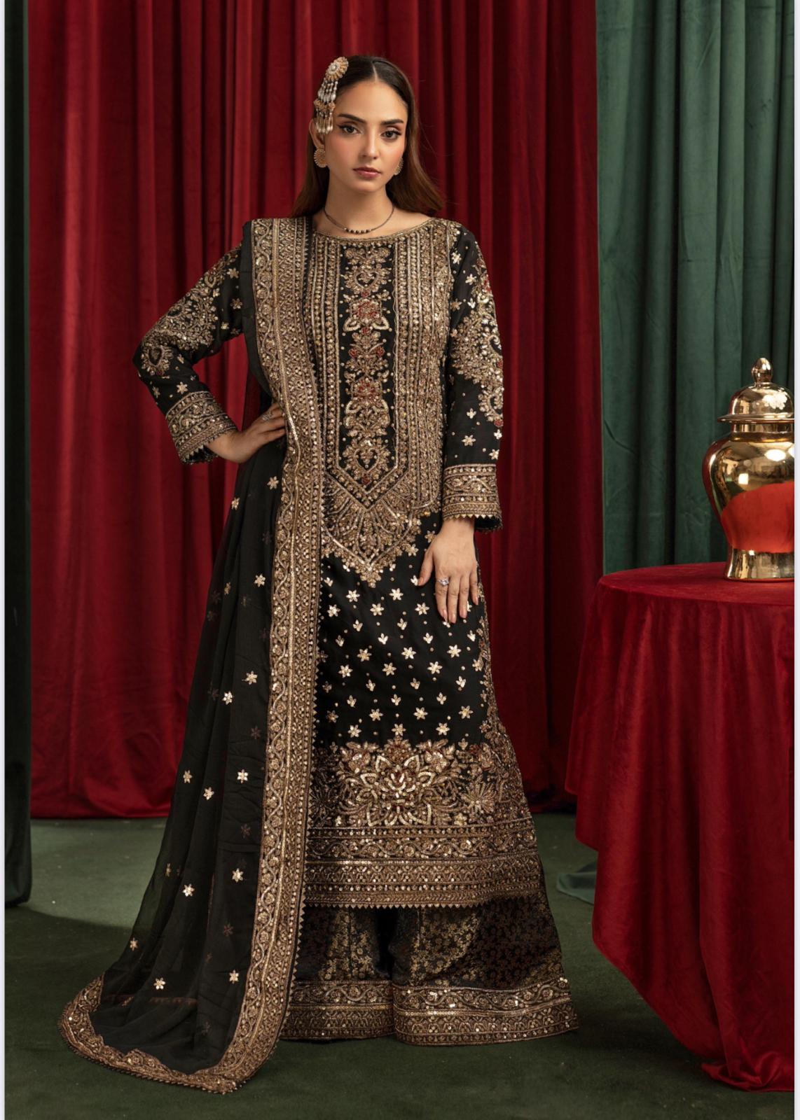 ASHIANA | 4 piece heavy embroidered chiffon wedding suit