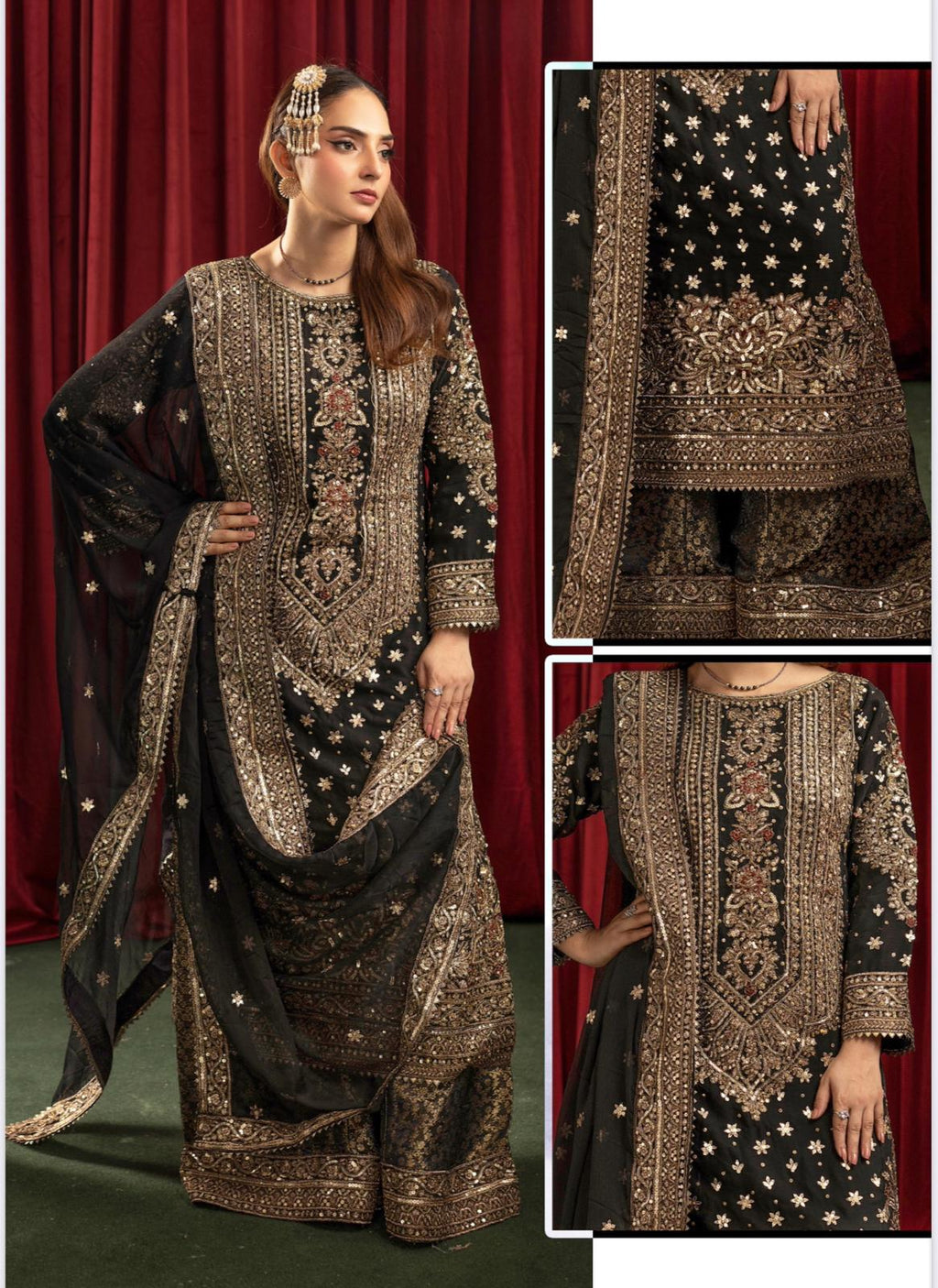 ASHIANA | 4 piece heavy embroidered chiffon wedding suit