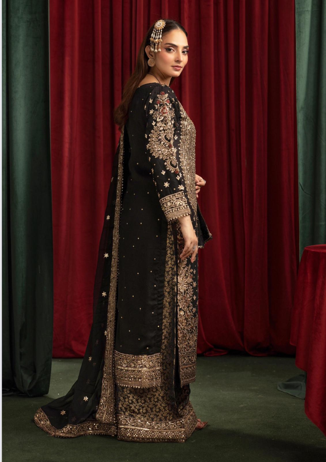 ASHIANA | 4 piece heavy embroidered chiffon wedding suit