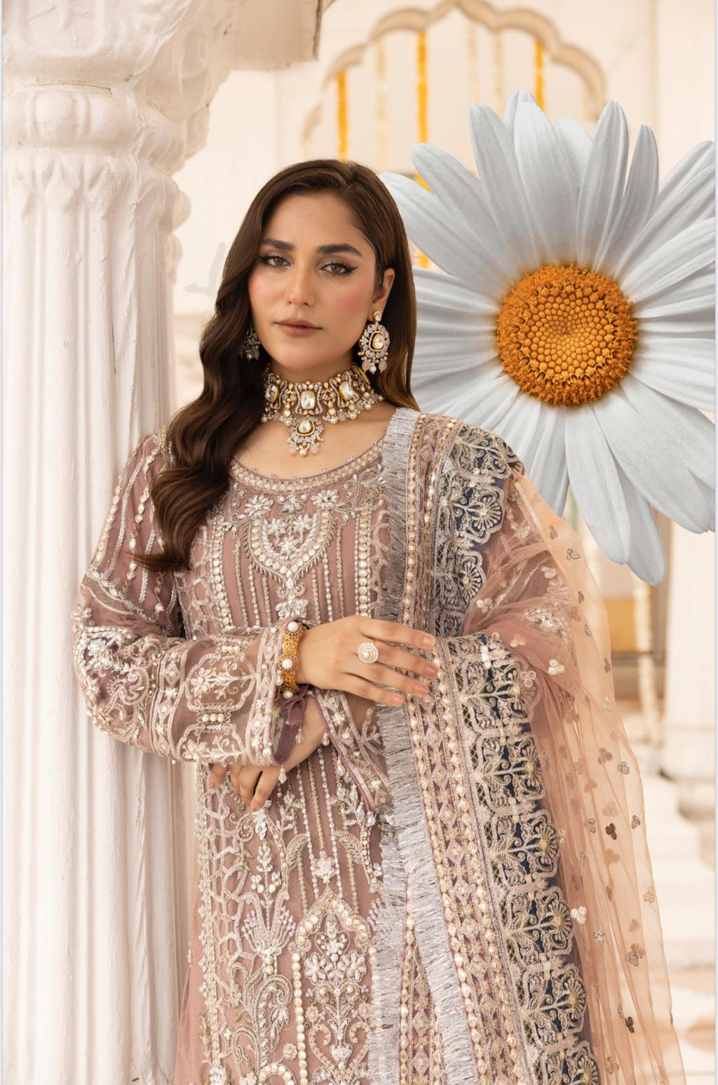 IMROZIAA – 3 pieces Heavy Embroidered Net sharara suit
