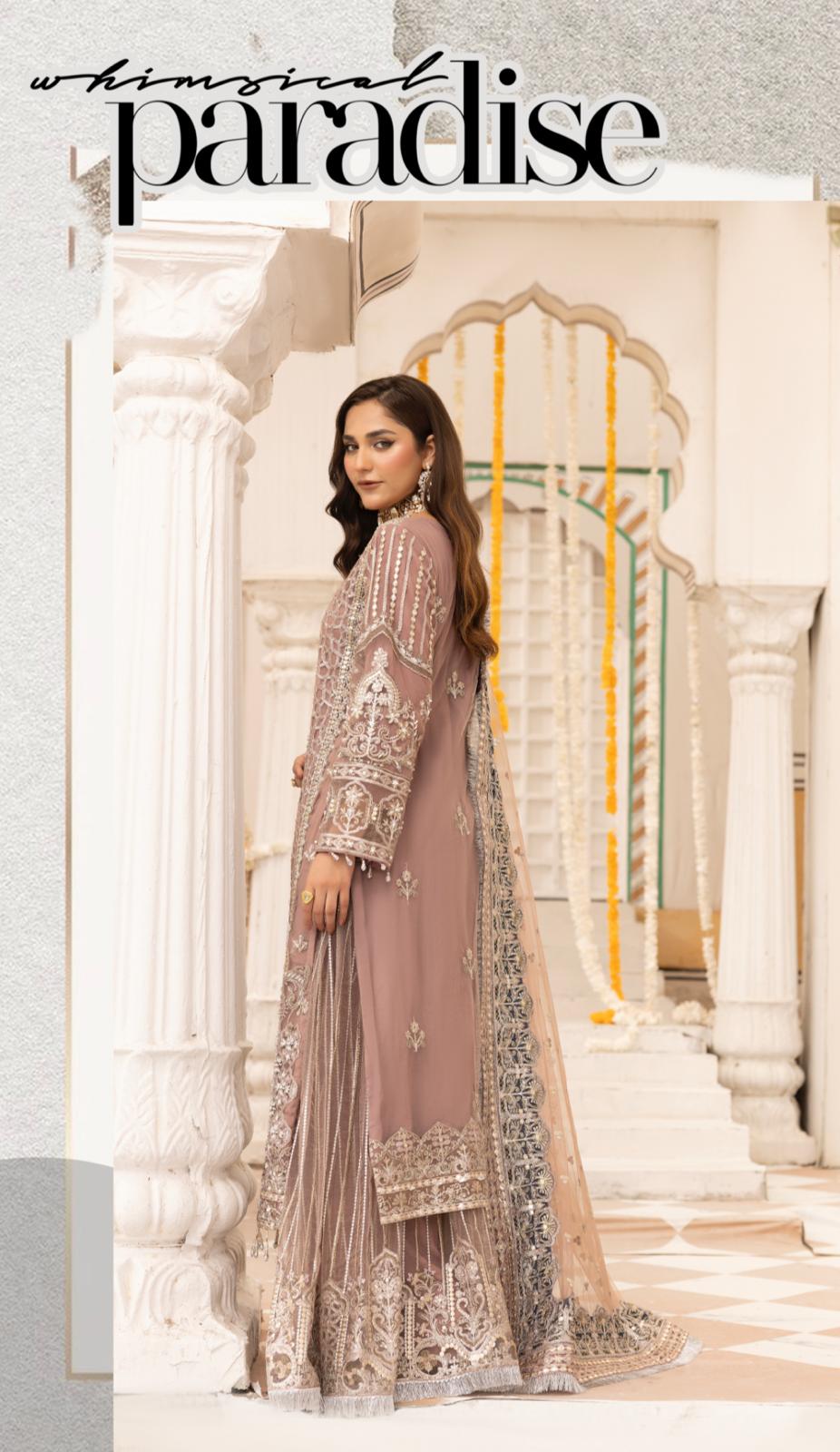IMROZIAA – 3 pieces Heavy Embroidered Net sharara suit