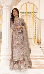 IMROZIAA – 3 pieces Heavy Embroidered Net sharara suit