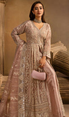HERITAGE | 3 pieces heavy Embroidered soft organza Maxi dress