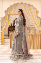 IMROZIAA- 3 piece Heavy Embroidered Net sharara suit