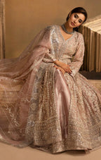 HERITAGE | 3 pieces heavy Embroidered soft organza Maxi dress