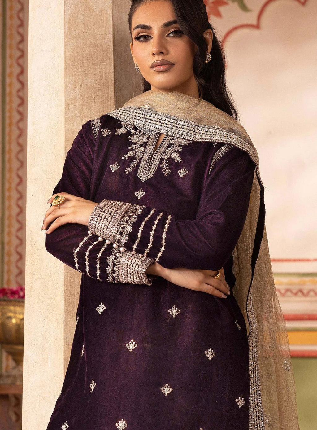 SABAH- 3 pieces Embroidered VELVET suit