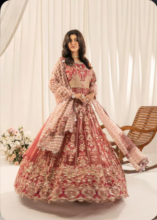 ZARKASH | 3 piece heavy Embroidered Net Maxi wedding Dress