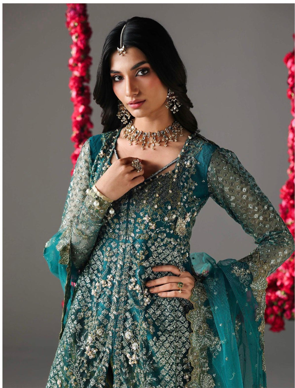 HIBA | 3 piece Luxury Embroidered Maxi wedding Dress