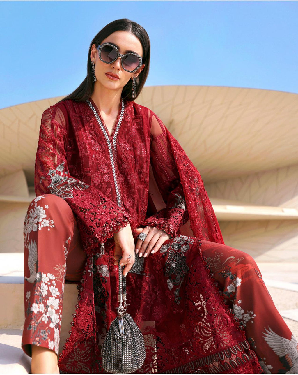 MARIA B LUXE LAWN 7A original -3 piece stitched suit