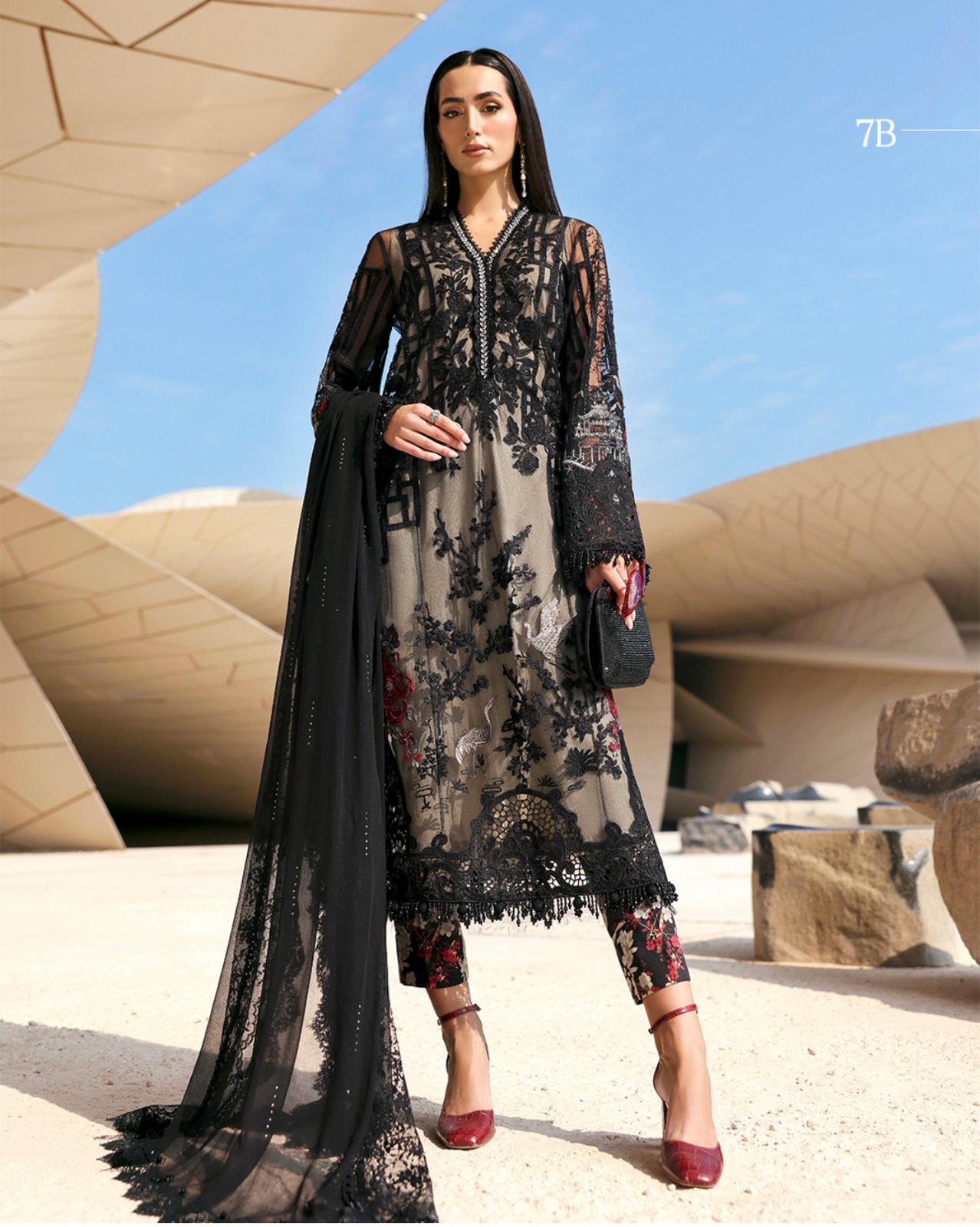 MARIA B LUXE LAWN 7B original- 3 piece stitched suit