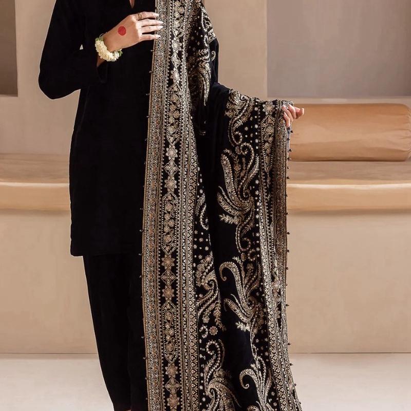 LUXURY HEAVY EMBROIDERED VELVET Shawl…