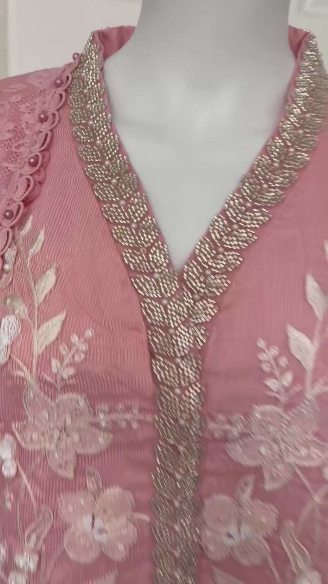 Rose Quartz | 3 piece Luxury Embroidered khaadi Net Suit