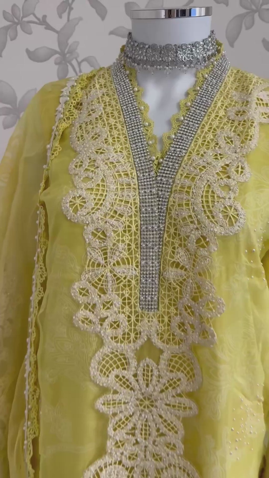 Lemon Luxe | 3 piece Luxury Embroidered organza Suit