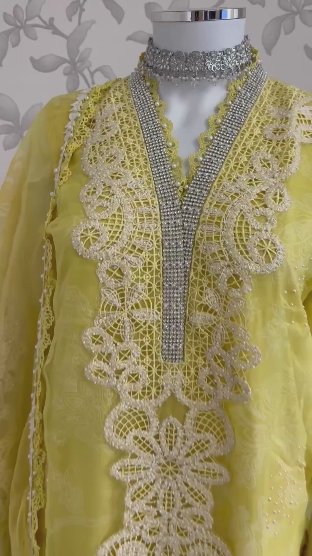 Lemon Luxe | 3 piece Luxury Embroidered organza Suit