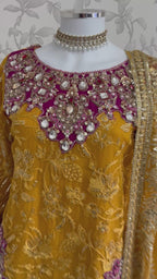 IMROZIAA | 3 piece Embroidered chiffon wedding Gharara Suit