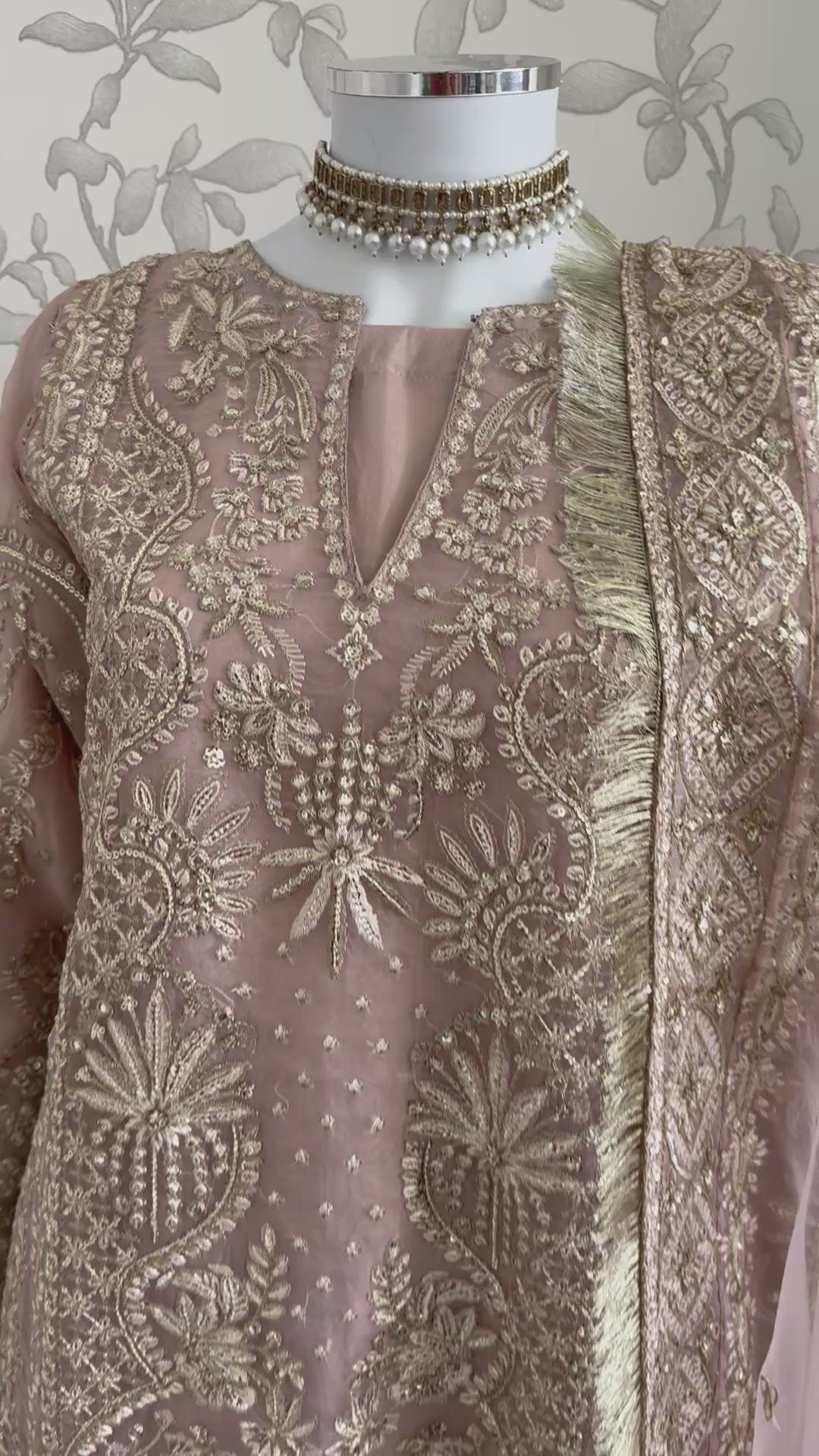 AFROZ Blush Pink | 3 piece Embroidered soft Organza suit
