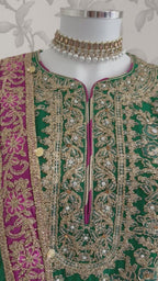 ALANI Emerald Green | 3 pieces heavy Embroidered chiffon suit