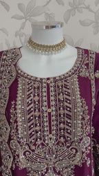 SAFFA | 3 piece Embroidered Chiffon Gharara Suit