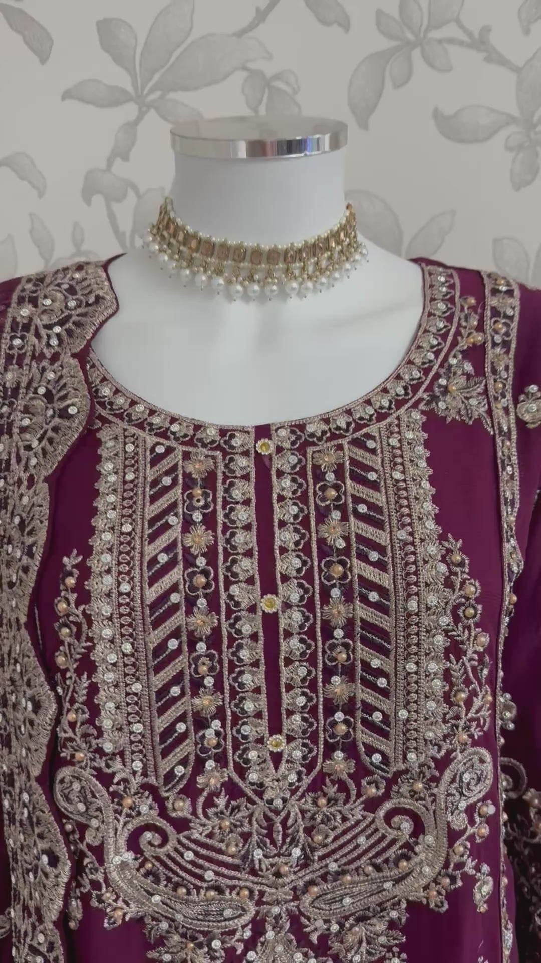 SAFFA | 3 piece Embroidered Chiffon Gharara Suit