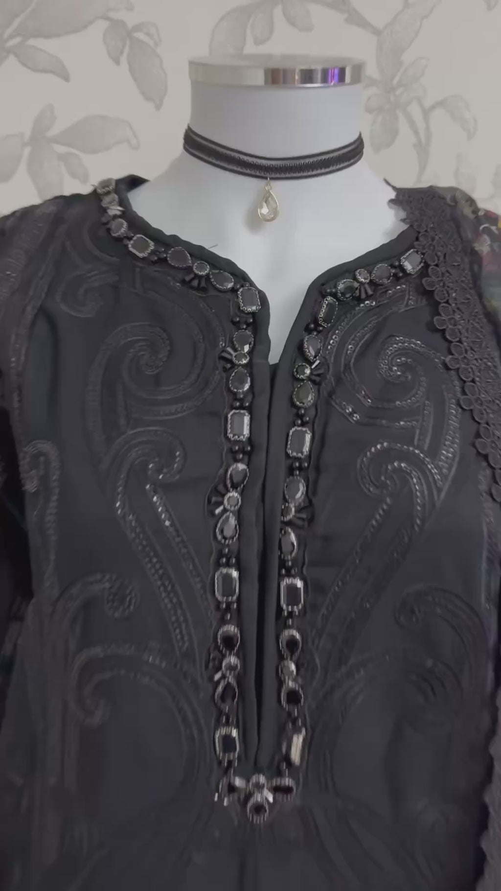 D9 MARIA.B Inspired Black Embroidered 3PC Suit