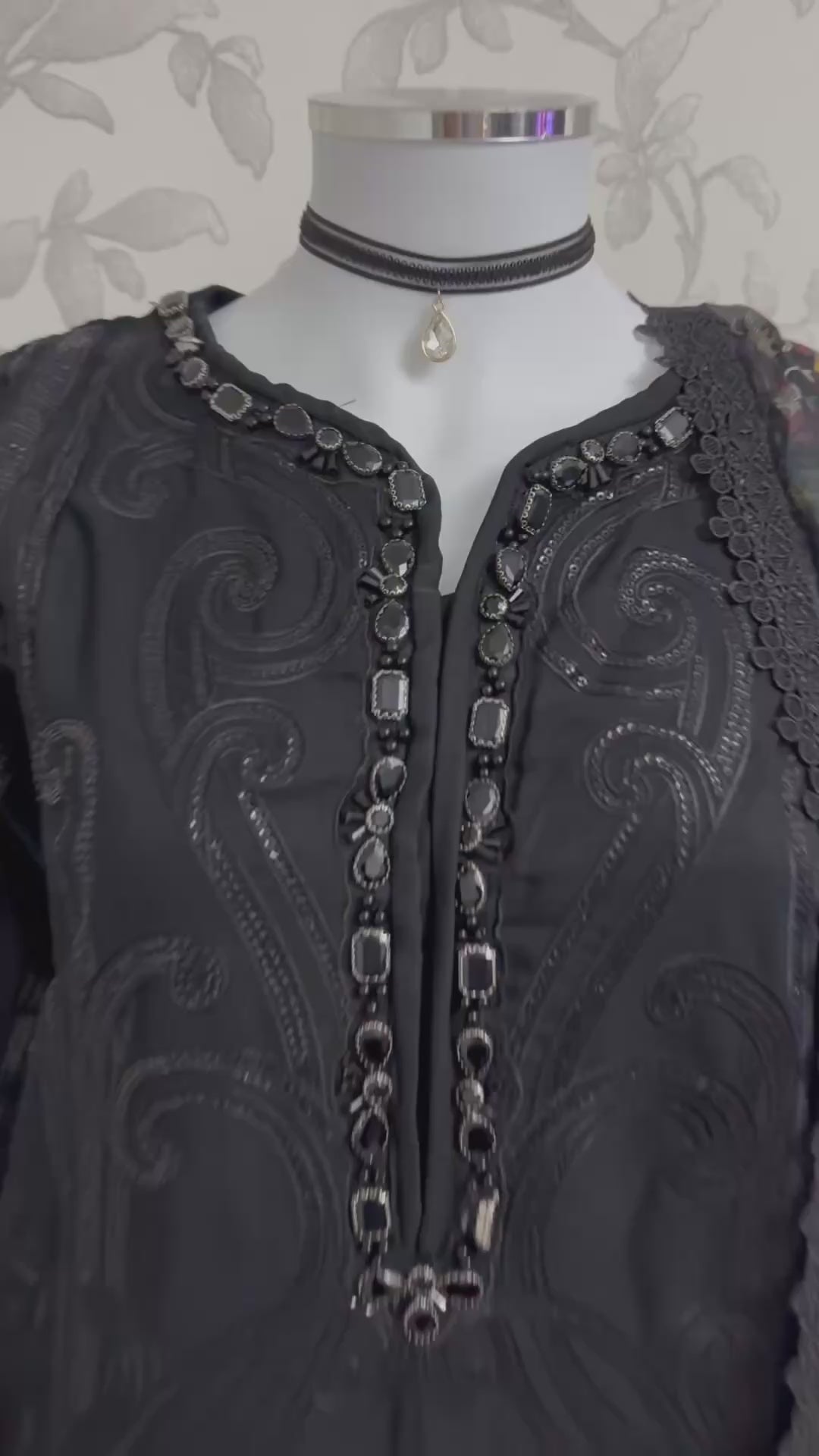 D9 MARIA.B Inspired Black Embroidered 3PC Suit