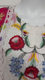 Ivory Bloom | 3 piece Luxury Embroidered Lawn Suit