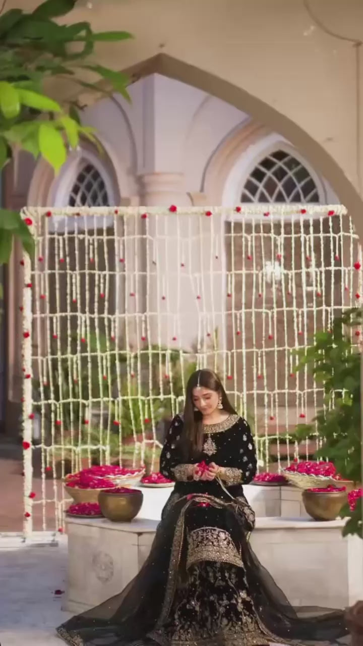 MEHVAR | 3 piece Heavy Embroidered velvet Farshi Gharara suit