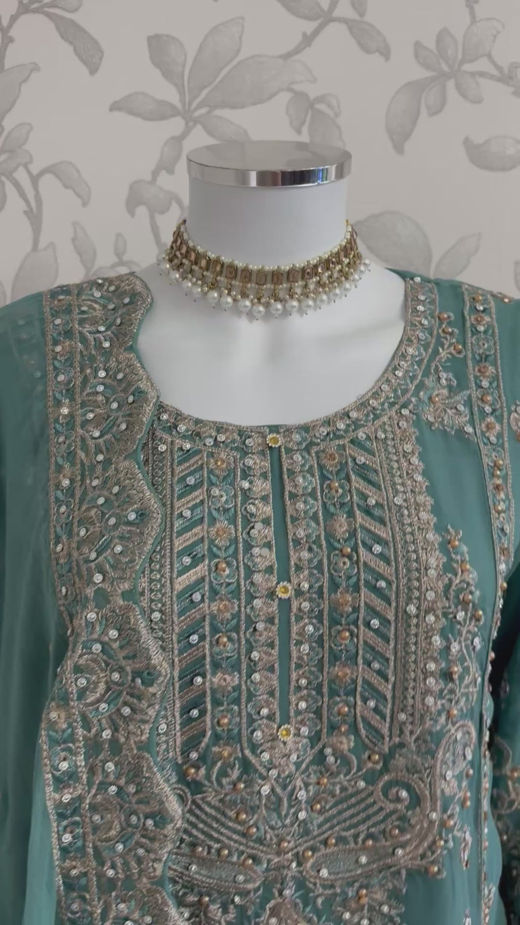 SAFFA | 3 piece Embroidered Chiffon Gharara Suit