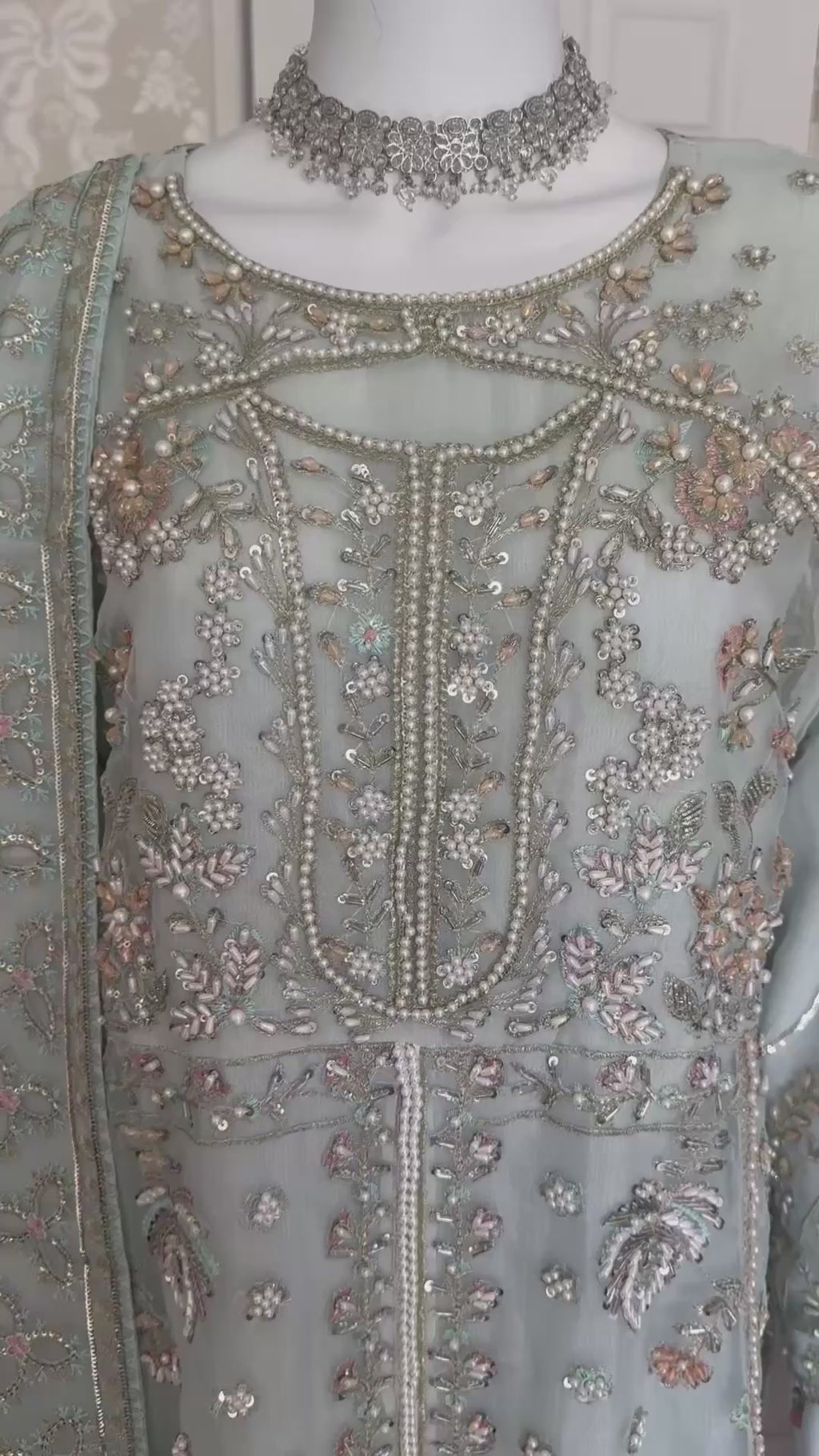LYARA | 3 piece Embroidered soft organza wedding suit