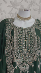SAFFA | 3 piece Embroidered Chiffon Gharara Suit