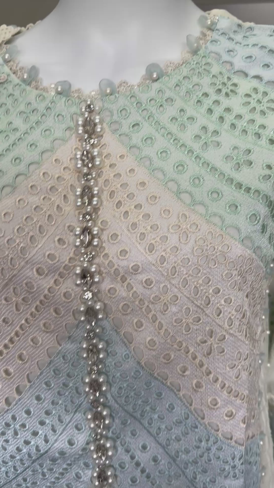 Mint Pearl | 3 piece Luxury Embroidered chikankari Lawn Suit