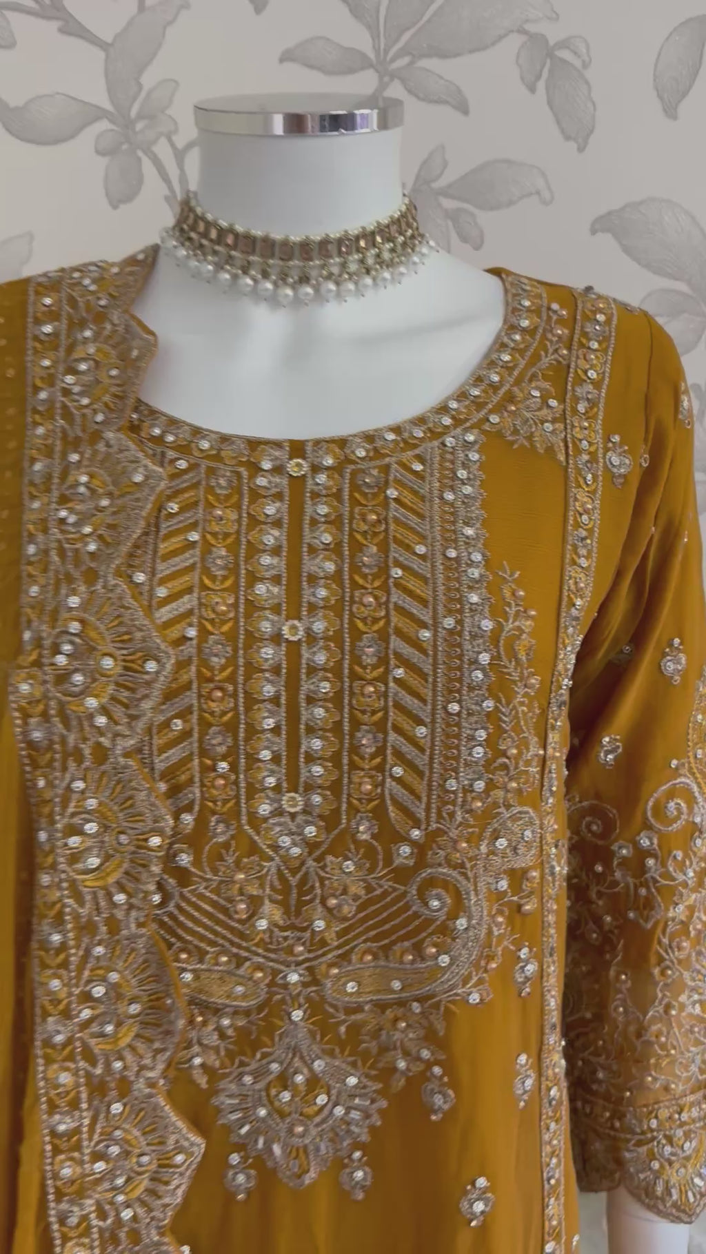 SAFFA | 3 piece Embroidered Chiffon Gharara Suit