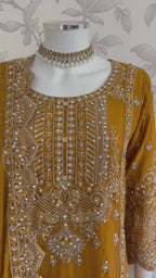 SAFFA | 3 piece Embroidered Chiffon Gharara Suit