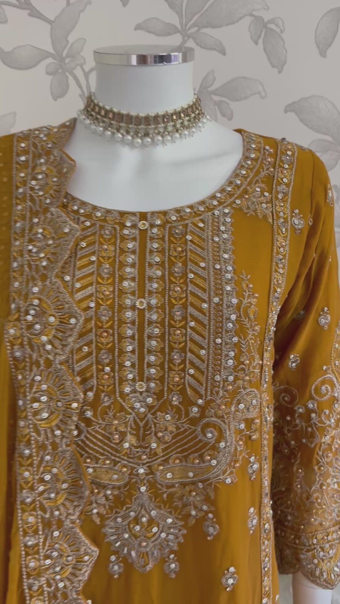 SAFFA | 3 piece Embroidered Chiffon Gharara Suit