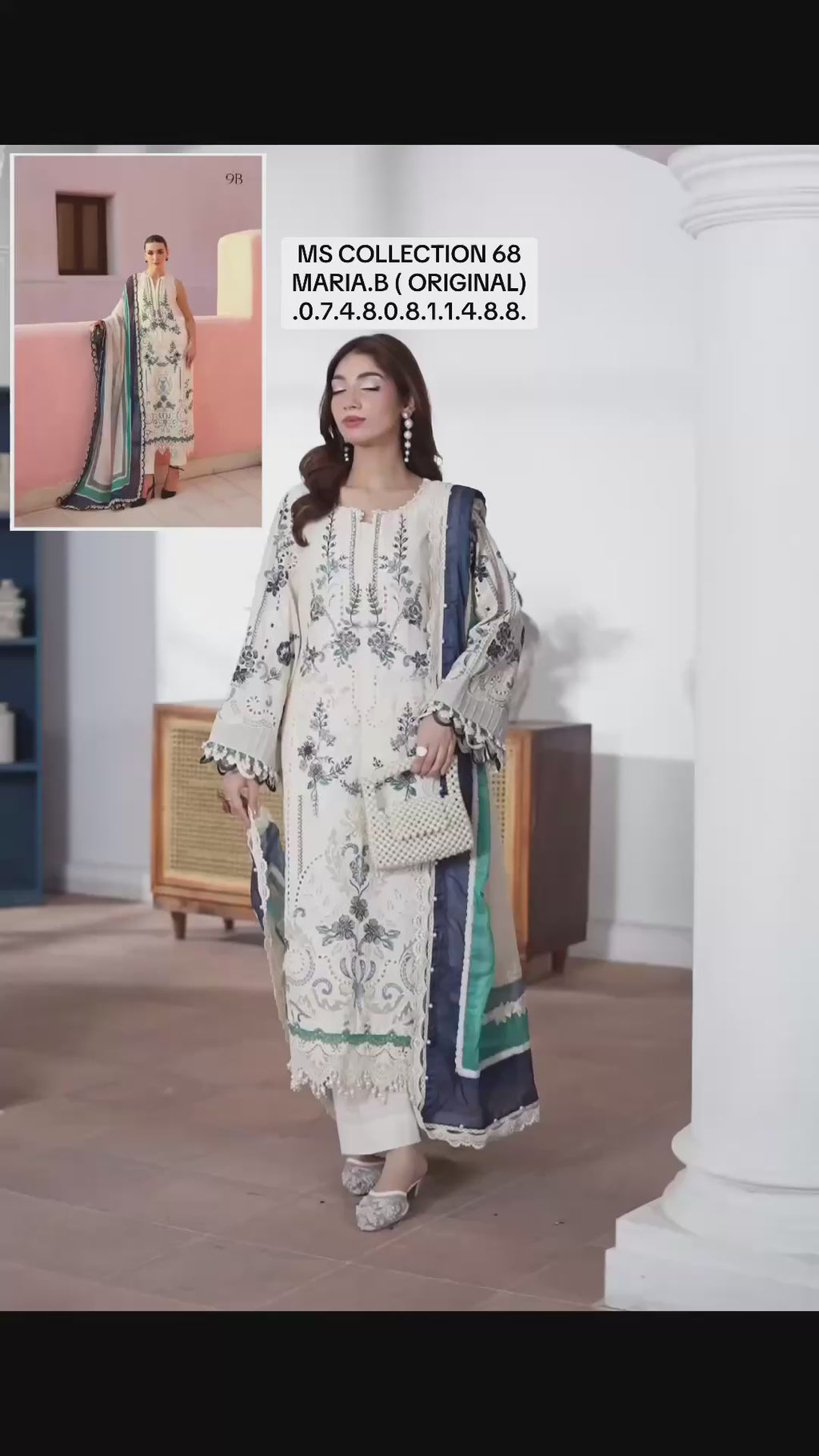 MARIA B LUXE LAWN 9B original - 3 piece stitched suit